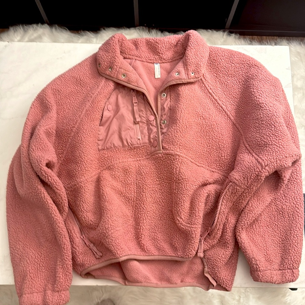 Free People “Hit the Slopes Fleece Pullover”  in pink